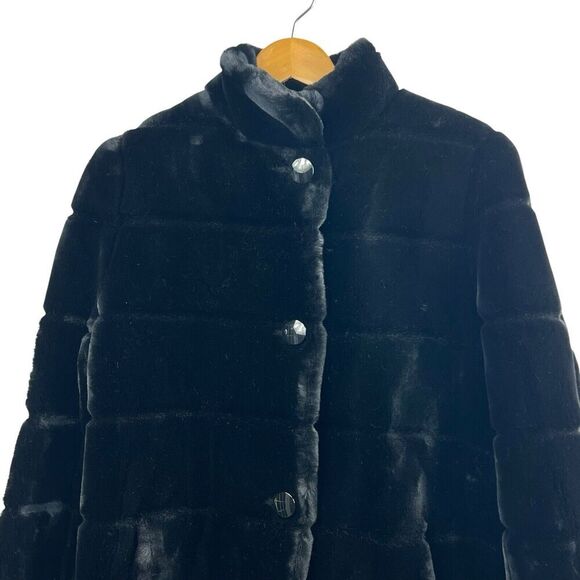 Neiman Marcus Vintage Black Faux Fur Swing Coat Size S - Picture 2 of 12
